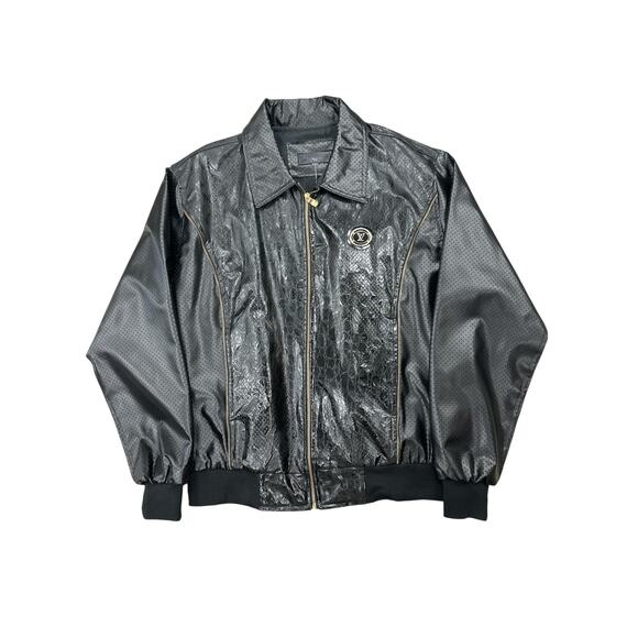 Dapper Dan VTG Authentic 90s Perforated Leather Jacket SZ L - Picture 1 of 6
